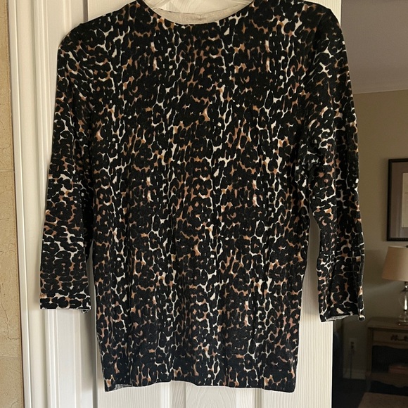 Talbots Sweaters - Talbots Black and Brown Leopard Wool Crewneck Sweater Nice